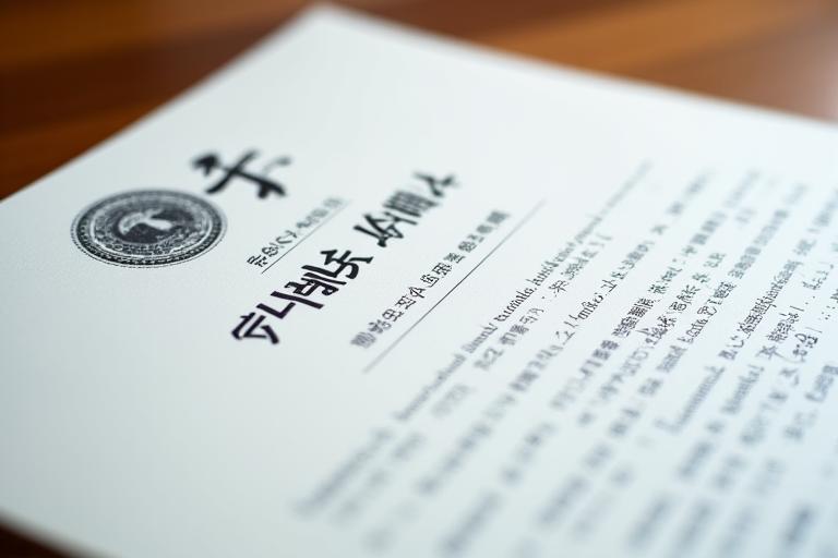 日本の裁判所の紋章と和文の法律文書のクローズアップ